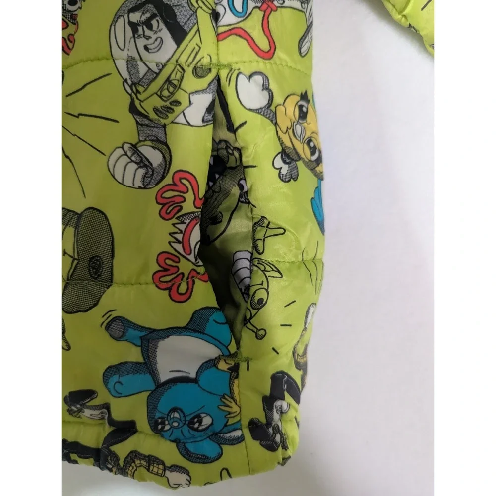 Disney Pixar Toy Story Kids Puffer Jacket‎ Size 4 Green Buzz Woody Forky Rex